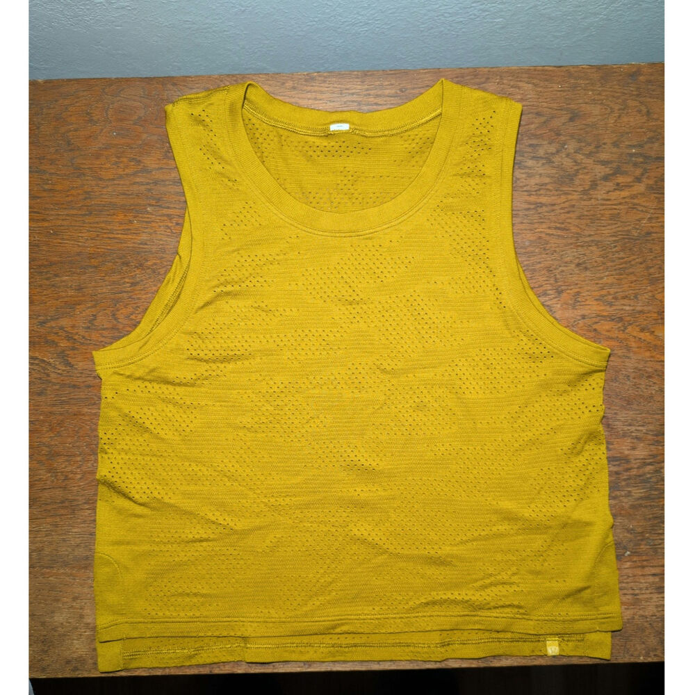 Lululemon Train to be Tank Women's Size 4 XS Dot Camo Mesh Gold Spice Mustard